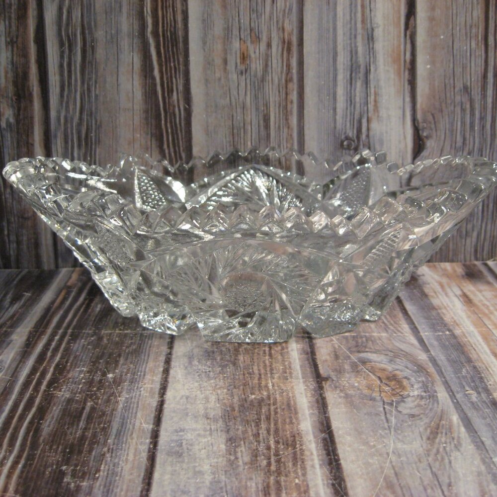 CAMBRIDGE BUZZ SAW SMALL CLEAR GLASS OVAL DISH